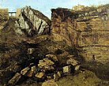 Gustave Courbet Canvas Paintings - Crumbling Rocks